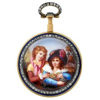 English 18 Carat gold enamel and diamond set pocket watch Circa 1790