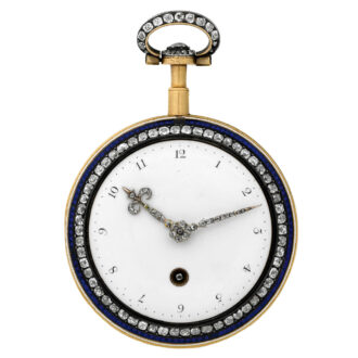 English 18K gold, enamel and diamond-set pocket watch Circa 1790