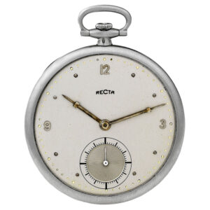 Swiss platinum open faced keyless dress pocket watch Circa 1940