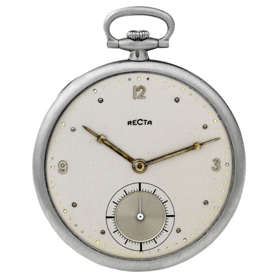 Swiss platinum open faced keyless dress pocket watch Circa 1940