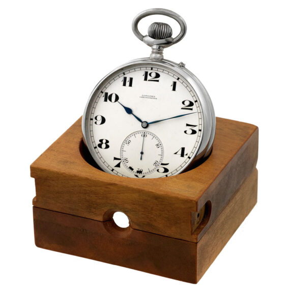 Fine Swiss nickel keyless open faced deck watch Circa 1950
