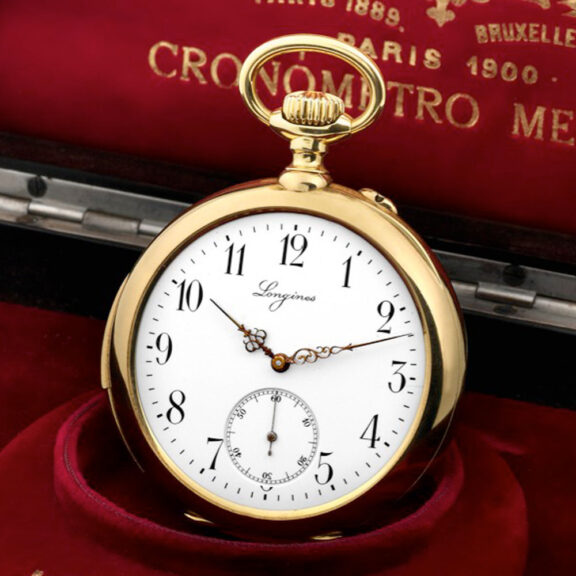 Swiss 18K gold minute repeating keyless pocket watch Circa 1910