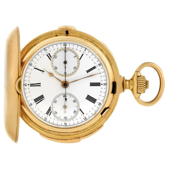 Swiss 18K gold minute repeating chronograph pocket watch Circa 1910