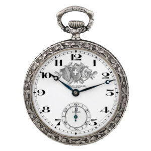 Swiss silver pocket watch with high-relief decoration Circa 1910