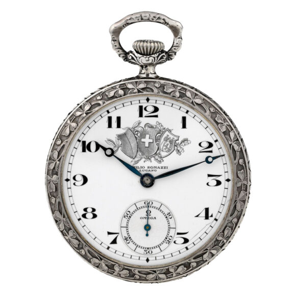 Swiss silver pocket watch with high-relief decoration Circa 1910