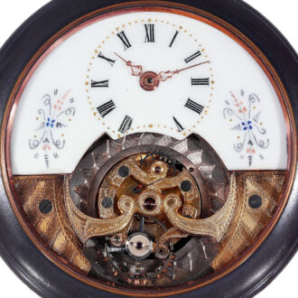 Fine French gunmetal one minute tourbillon watch Circa 1906