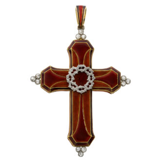 Swiss gold and platinum crucifix-form pendant watch Circa 1910