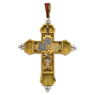 Swiss gold and platinum crucifix-form pendant watch Circa 1910