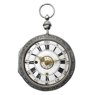 French silver quarter repeating repoussé coach watch Circa 1740