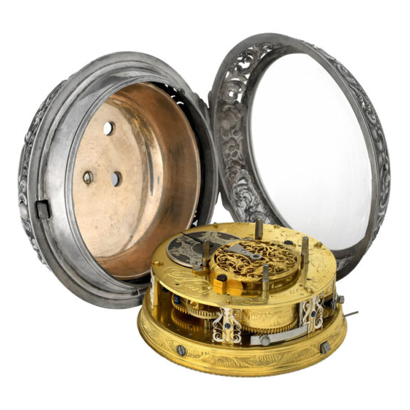 French silver quarter repeating repoussé coach watch Circa 1740 French silver quarter repeating repoussé coach watch Circa 1740