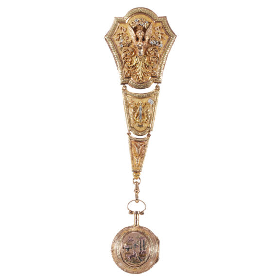 French 20K varicoloured gold lady's pendant watch Circa 1870