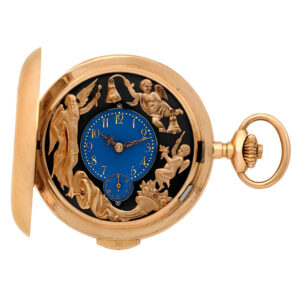 Swiss pink gold minute repeater with automaton jacks Circa 1900