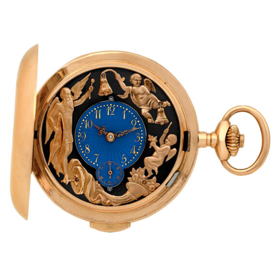 Swiss pink gold minute repeater with automaton jacks Circa 1900