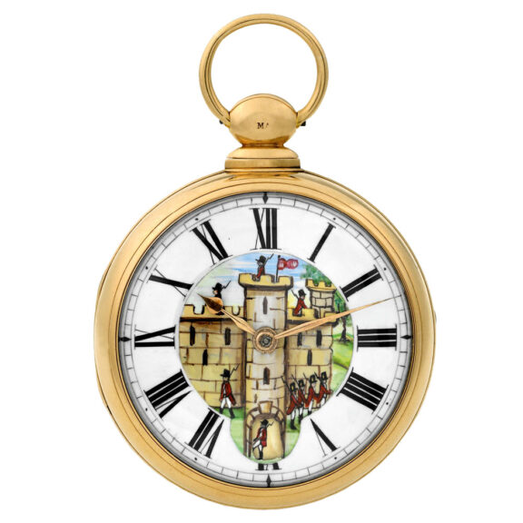 English 18 Carat gold pocket watch with automaton dial Circa 1817