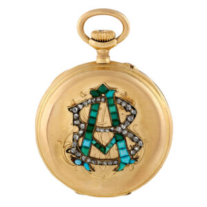 Swiss gold, turquoise and diamond-set pendant watch Circa 1890