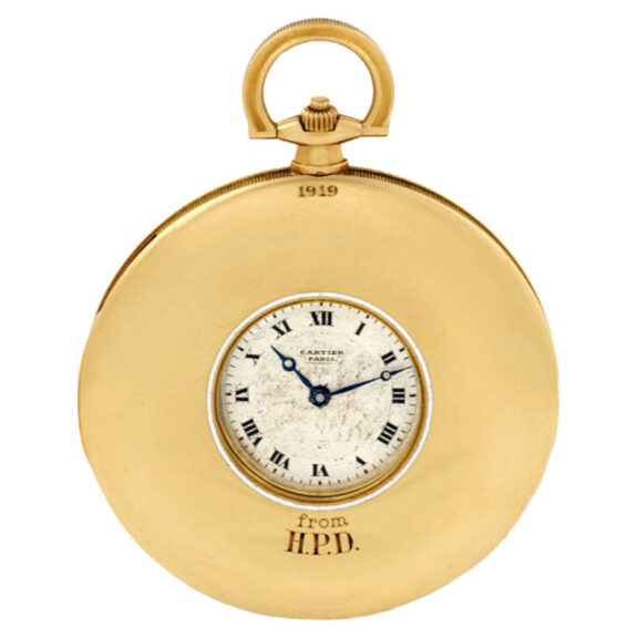 French gold dress watch with a shuttered dial Circa 1915