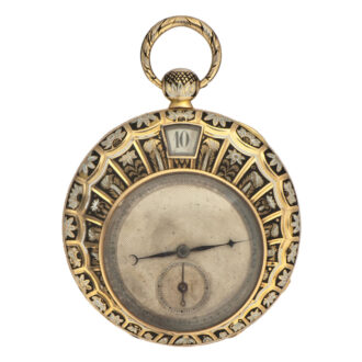 Swiss gold and enamel dress watch with jump hours Circa 1830 Swiss gold and enamel dress watch with jump hours Circa 1830