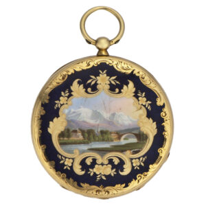 Swiss 18K gold and enamel lady's pendant watch Circa 1840