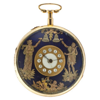 Swiss gold repeating verge with Jacquemarts automaton Circa 1830Swiss gold repeating verge with Jacquemarts automaton Circa 1830
