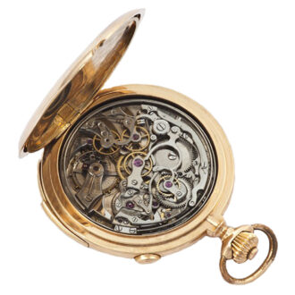 Swiss yellow gold minute repeating keyless pocket watch Circa 1920