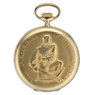 Fine Swiss 18K yellow gold keyless pocket watch Circa 1934
