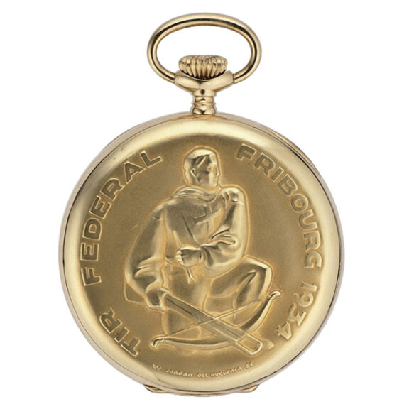 Fine Swiss 18K yellow gold keyless pocket watch Circa 1934