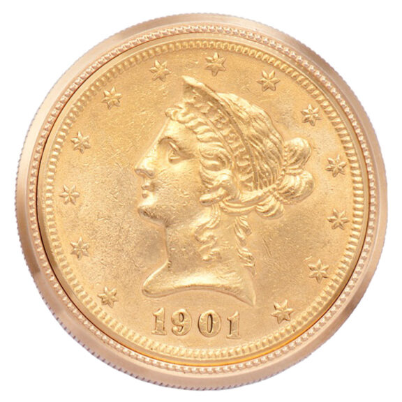 Swiss gold watch in US 10 Dollar gold coin dated 1901 Circa 1980 Swiss gold watch in US 10 Dollar gold coin dated 1901 Circa 1980