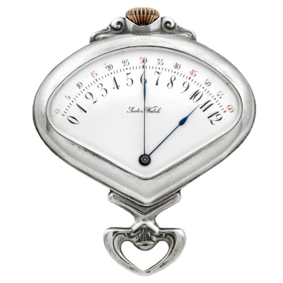 Highly unusual Swiss silver fan shaped pocket watch Circa 1903
