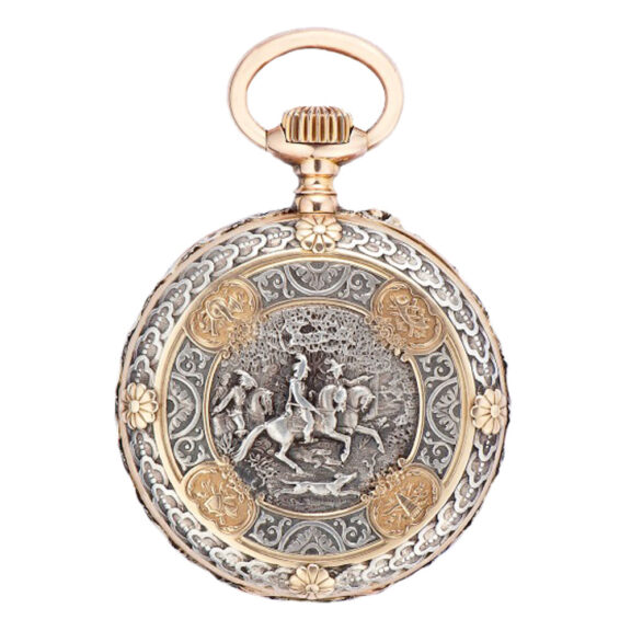 French gold, silver, niëllo and diamond pocket watch Circa 1850