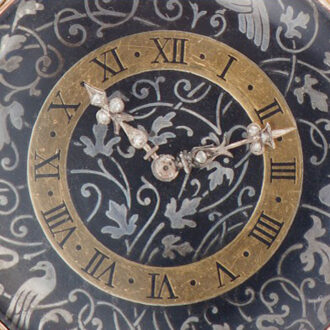 French gold, silver, niëllo and diamond pocket watch Circa 1850
