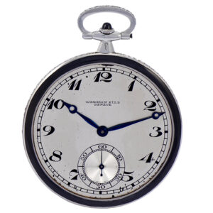 Swiss platinum, enamel and diamond dress watch Circa 1920