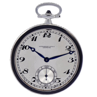 Swiss platinum, enamel and diamond dress watch Circa 1920