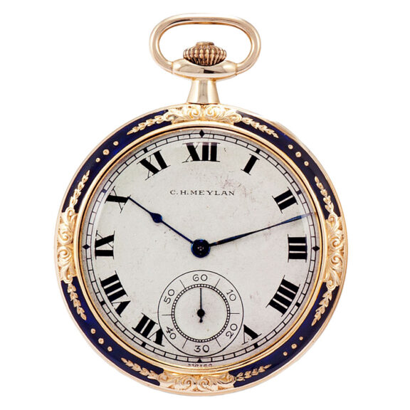 Elegant Swiss gold and enamel keyless dress watch Circa 1920