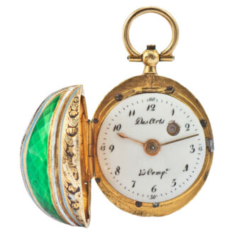 Swiss 18K yellow gold and enamel ball form watch Circa 1810