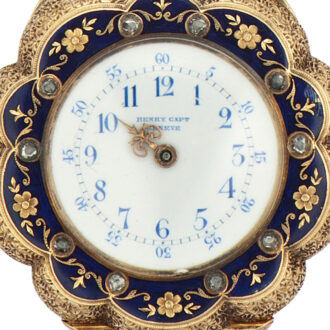 Swiss gold, enamel and diamond pendant watch Circa 1890