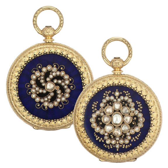 Swiss gold, enamel and diamond pocket watch Circa 1880