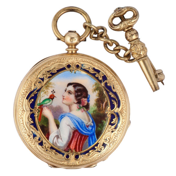 Swiss gold hunting cased cylinder pocket watch Circa 1860