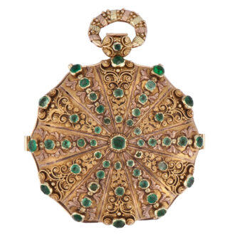 Swiss gold, emerald, granulation decorated pocket watch Circa 1830