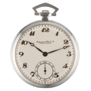 Swiss platinum open faced keyless pocket watch Circa 1940