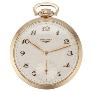 Swiss 14K yellow gold keyless pocket watch Circa 1950