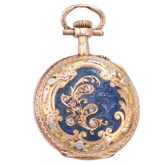 French gold, enamel and diamond set miniature watch Circa 1890
