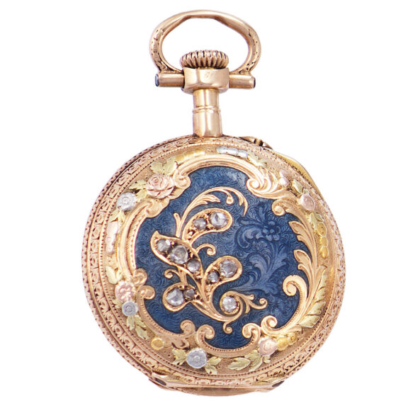 French gold, enamel and diamond set miniature watch Circa 1890