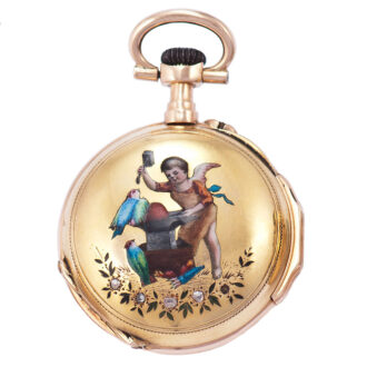 Small Swiss gold, gilt cylinder pendant watch Circa 1890