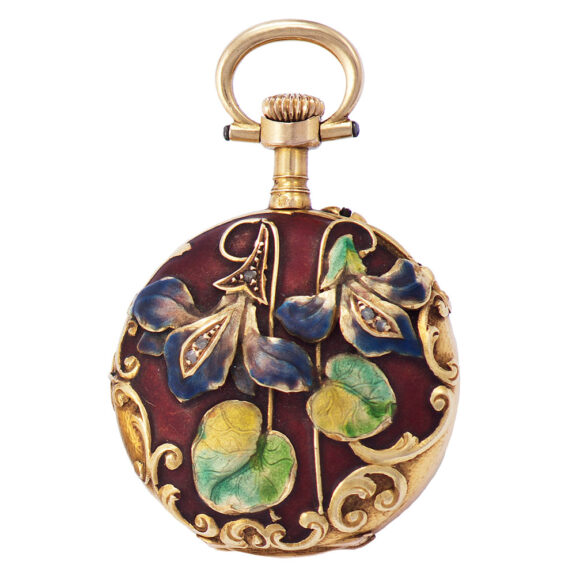 Unusual Swiss gold Art Nouveau pendant watch Circa 1910