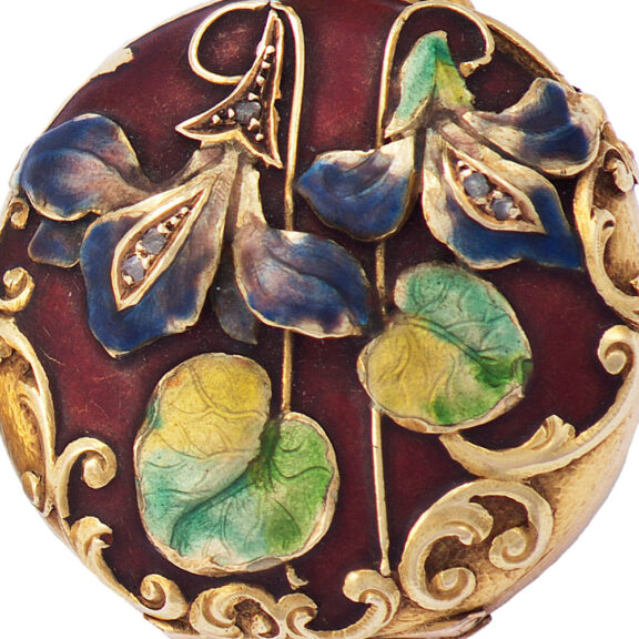 Unusual Swiss gold Art Nouveau pendant watch Circa 1910 Unusual Swiss gold Art Nouveau pendant watch Circa 1910