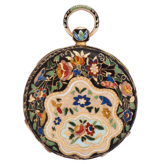 Fine French 18K gold and enamel pendant watch Circa 1835