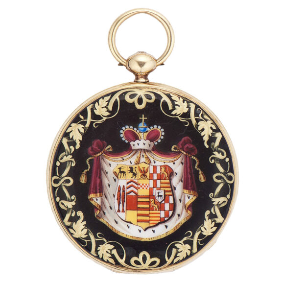 Swiss gold and enamel quarter repeating pendant watch Circa 1850