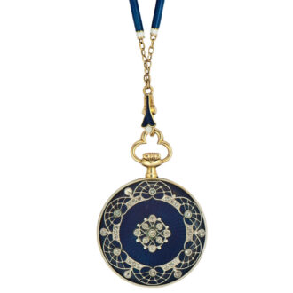 Swiss gold pendant watch with matching chain Circa 1910