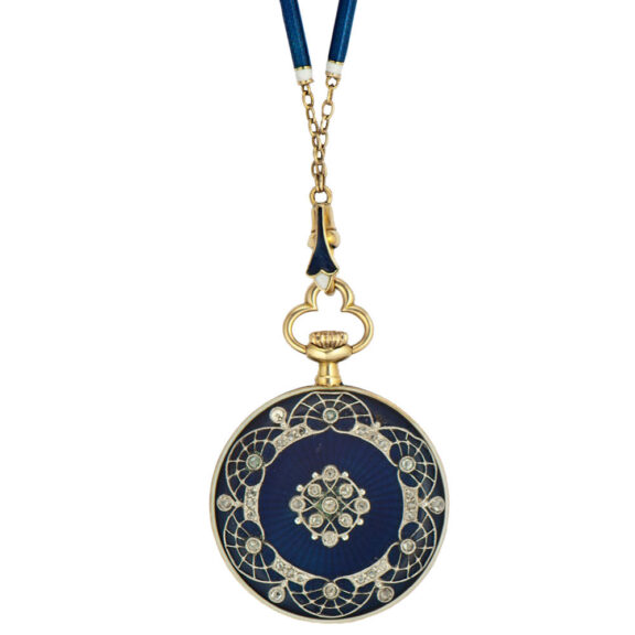 Swiss gold pendant watch with matching chain Circa 1910