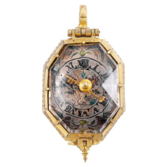 German gilt metal and rock crystal octagonal watch Circa 1600